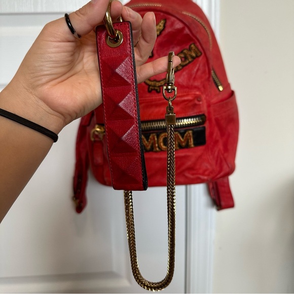 MCM Unisex Stark Leather Insignia Red Backpack - Picture 13 of 17